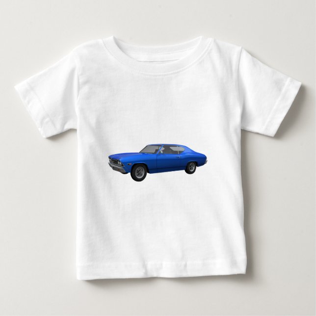 Camiseta Para Bebê 1968 Chevelle SS: Conclusão Azul (Frente)