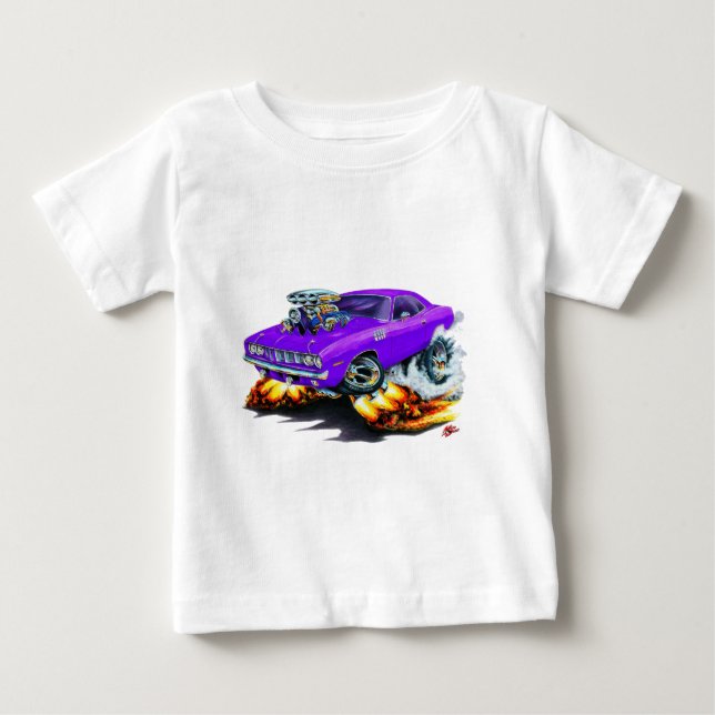 Camiseta Para Bebê 1971-73 Carro Púrpura Cuda (Frente)