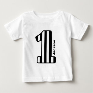 Camiseta Para Bebê 1rua BABY Aniversário Black Striped Grande Número