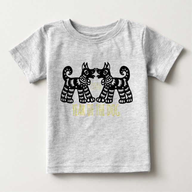 Camiseta Para Bebê 2 cães para o bebê 2018 chinês do ano novo da (Frente)