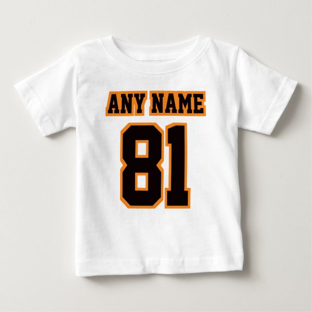 Camiseta Para Bebê 2 Side White Black ORANGE Romper Football Jersey (Frente)