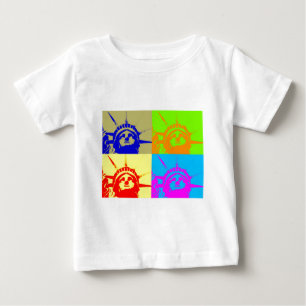 Camiseta Para Bebê 4 Color Pop Art Lady Liberty