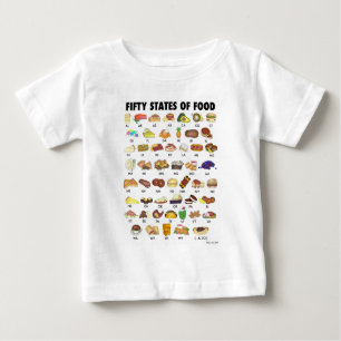 Camiseta Para Bebê 50 ESTADOS DA COMIDA Estados Unidos América Améric
