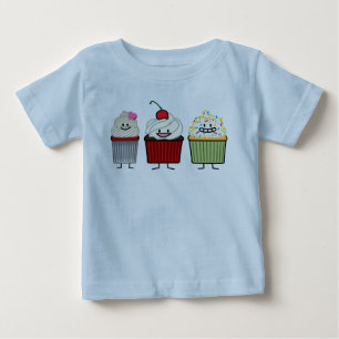 Camiseta Para Bebê A crosta de gelo da família do cupcake polvilha o