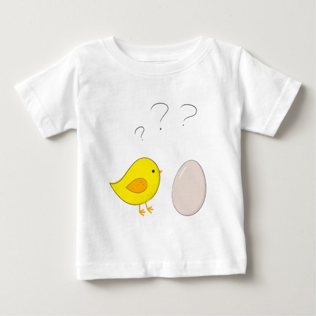 Camiseta Para Bebê A galinha ou o desenho animado de ovo para a pásco (Frente)