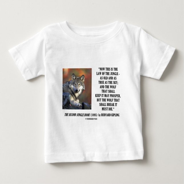 Camiseta Para Bebê A lei de Rudyard Kipling da selva progride (Frente)