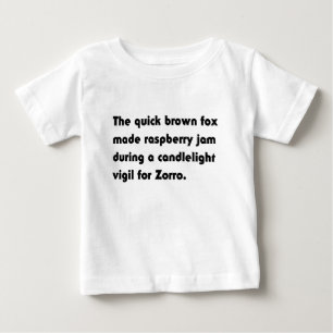 Camiseta Para Bebê A Raposa Marrom Rápida Fez Framboesa... Pangrama