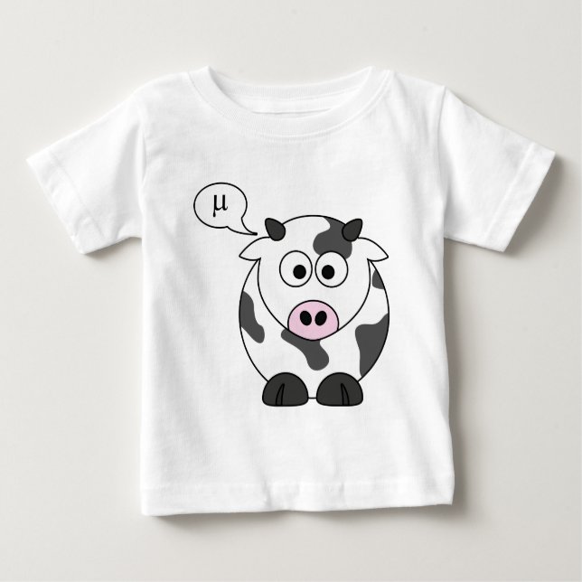 Camiseta Para Bebê A vaca diz o μ (Frente)