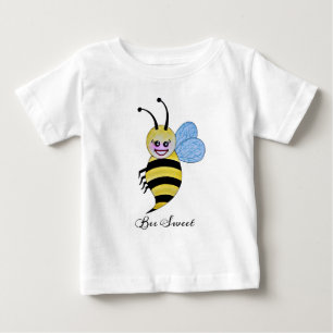 Camiseta Para Bebê Abelha bonito da aguarela com sorriso feliz