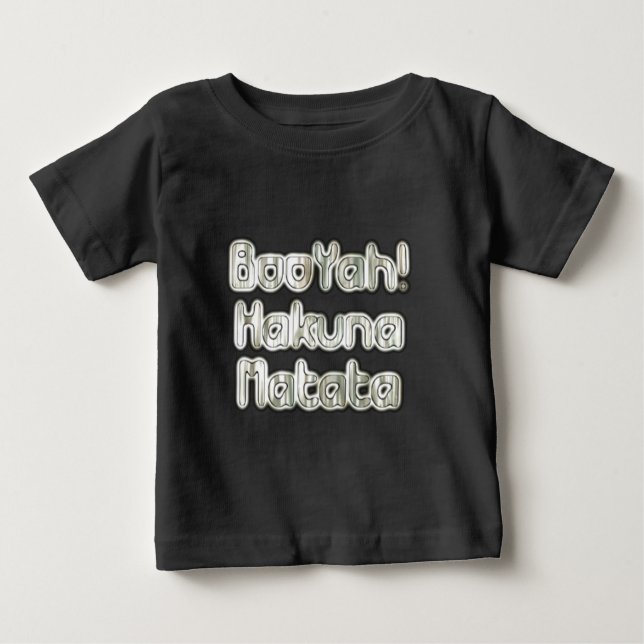 Camiseta Para Bebê Abrace o momento: Hakuna Matata Ash Cinza Texto (Frente)