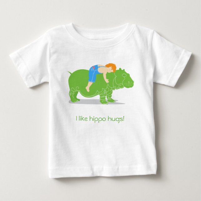 Camiseta Para Bebê Abraços de Hippo (Frente)