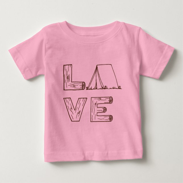 Camiseta Para Bebê Acampamento Love Tent (Frente)