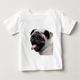 Camiseta Para Bebê Acessórios de fotos de Pug branco e bonito, adicio