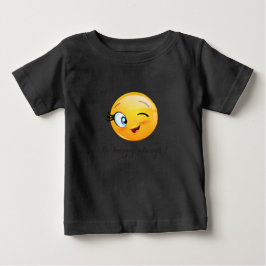 Camiseta Para Bebê Adorável rosto de emoji piscando - seja feliz semp