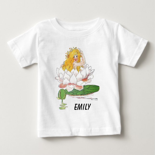 Camiseta Para Bebê Água Lily Flower Child Floral Fairy Girl (Frente)