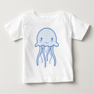 Camiseta Para Bebê Água-viva-branca-azul
