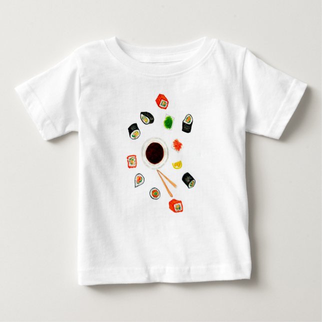 Camiseta Para Bebê Aguarela ajustada do sushi (Frente)
