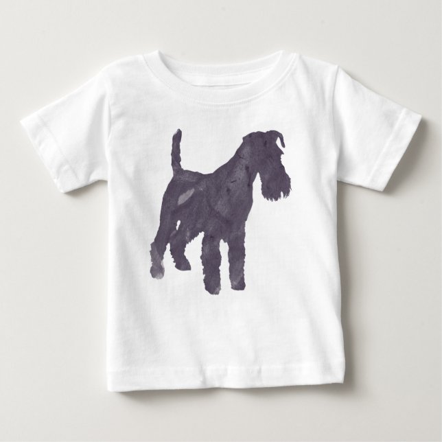 Camiseta Para Bebê Aguarela de Airedale Terrier (Frente)