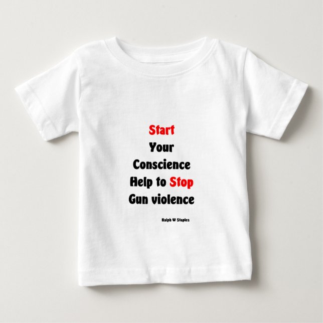 Camiseta Para Bebê Ajuda a parar a violência com armas (Frente)