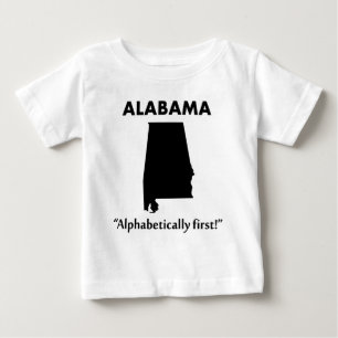 Camiseta Para Bebê Alabama - Primeiro em Ordem Alfabética