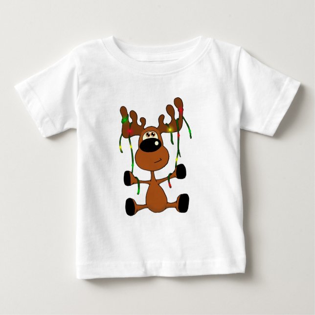Camiseta Para Bebê Alces torcidos do Natal (Frente)