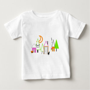 Camiseta Para Bebê aldeia de halloween personalizada preta laranja ro