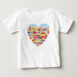 Camiseta Para Bebê Aldeia Feliz do Coração
