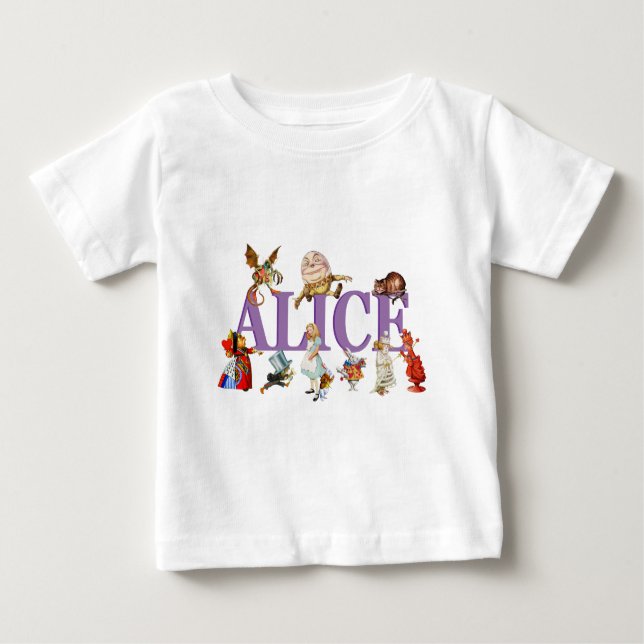 Camiseta Para Bebê Alice e Amigos no País das Maravilhas (Frente)
