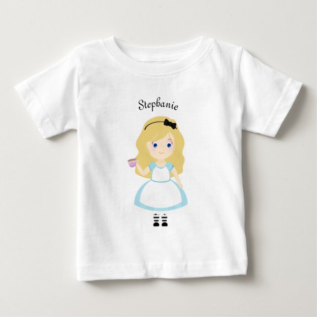 Camiseta Para Bebê Alice e Sua Festa de Chá (Frente)
