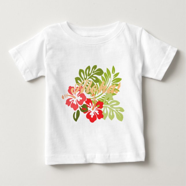 Camiseta Para Bebê Aloha Hibiscus (Frente)