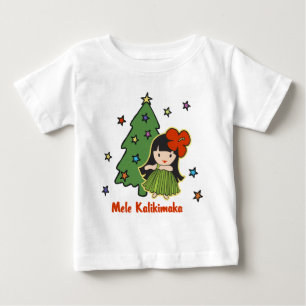 Camiseta Para Bebê Aloha Honys Christmas Hawaiian Hula Girl