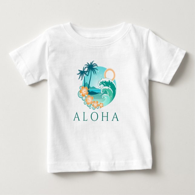 Camiseta Para Bebê Aloha Tropical (Frente)