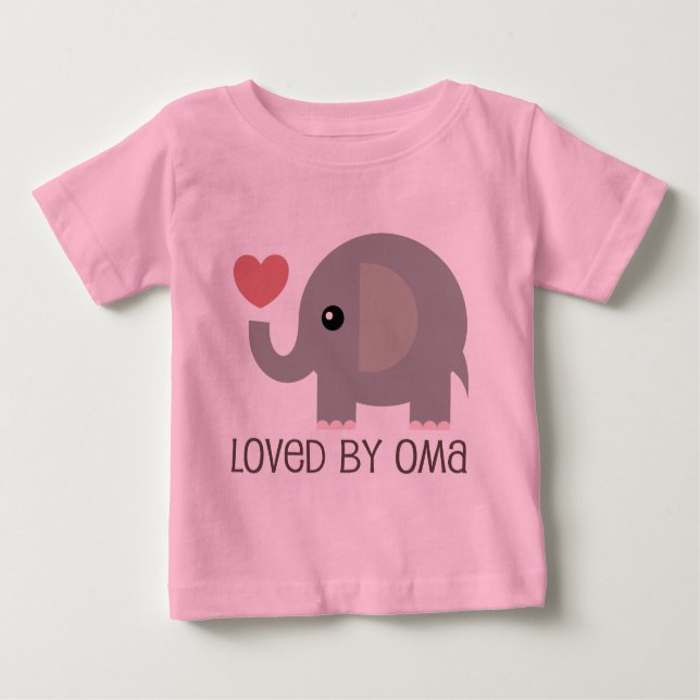 Camiseta Para Bebê Amado pelo elefante do coração de Oma (Frente)