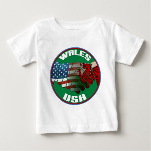 Camiseta Para Bebê Amizade de Wales EUA