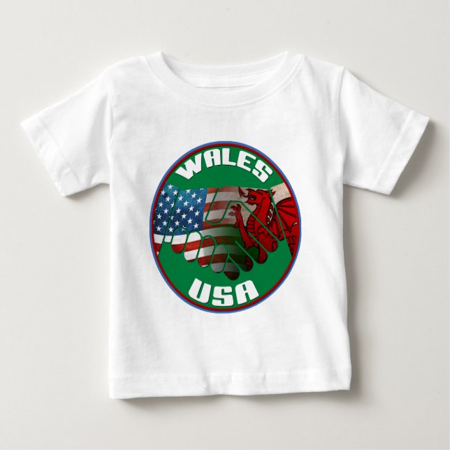 Camiseta Para Bebê Amizade de Wales EUA (Frente)