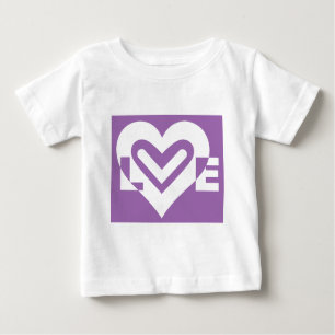 Camiseta Para Bebê Amor branco e roxo