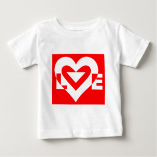 Camiseta Para Bebê Amor Branco em Vermelho