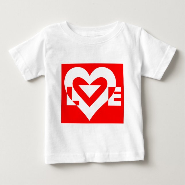 Camiseta Para Bebê Amor Branco em Vermelho (Frente)