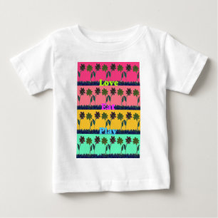 Camiseta Para Bebê Amor Comer Brincar Impressão de Arte