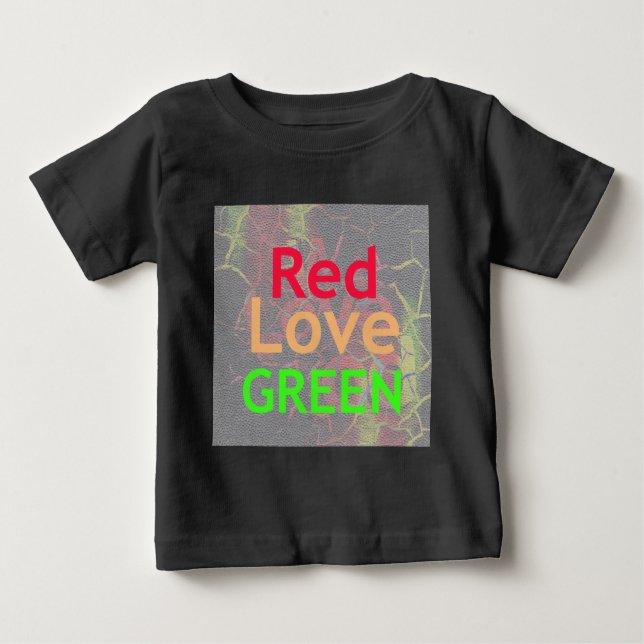 CAMISETA PARA BEBÊ AMOR VERDE OURO VERMELHO (Frente)