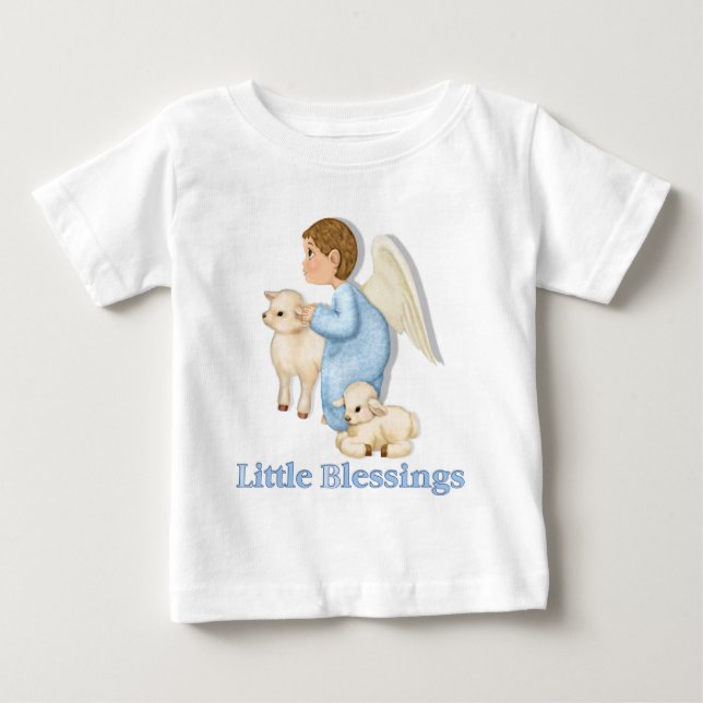 Camiseta Para Bebê Angel Boy com Lambs (Frente)