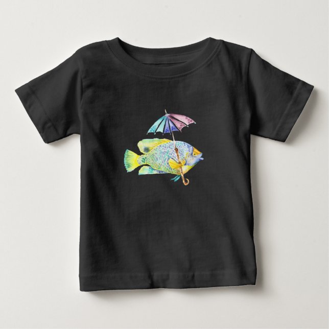 Camiseta Para Bebê Angel Fish Com Guarda-chuvas (Frente)