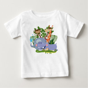 Camiseta Para Bebê Animais bonitos do safari