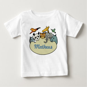 Camiseta Para Bebê animais da família de zoológicos personalizados