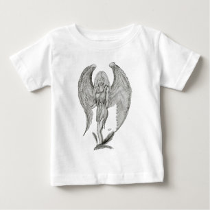Camiseta Para Bebê Anjo, Design preto e branco