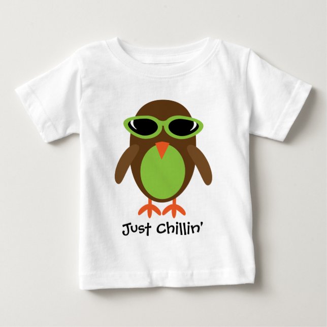 Camiseta Para Bebê Apenas coruja de Chillin com máscaras (Frente)