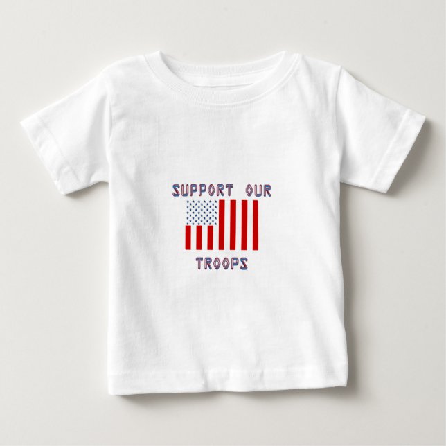 Camiseta Para Bebê Apoiar as nossas tropas (Frente)