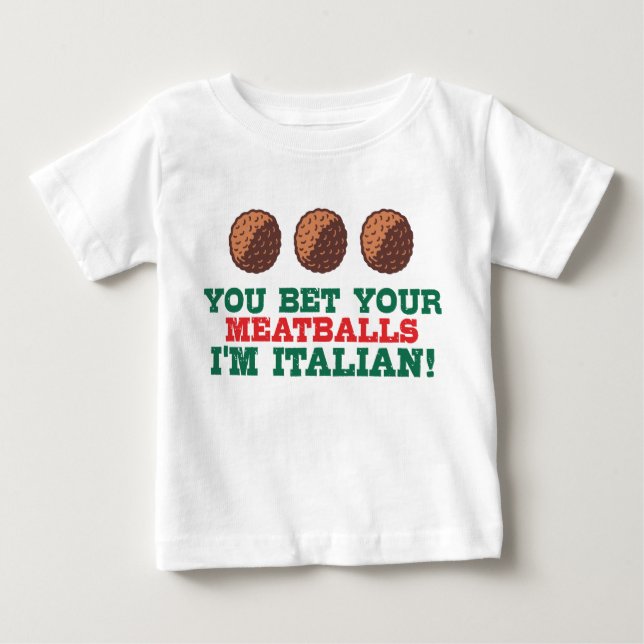 Camiseta Para Bebê Aposto que sou italiano. (Frente)