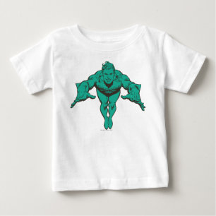 Camiseta Para Bebê Aquaman Pulando para a frente - Teal