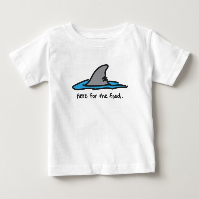 Camiseta Para Bebê "Aqui Pela Comida" Tubarão (Frente)